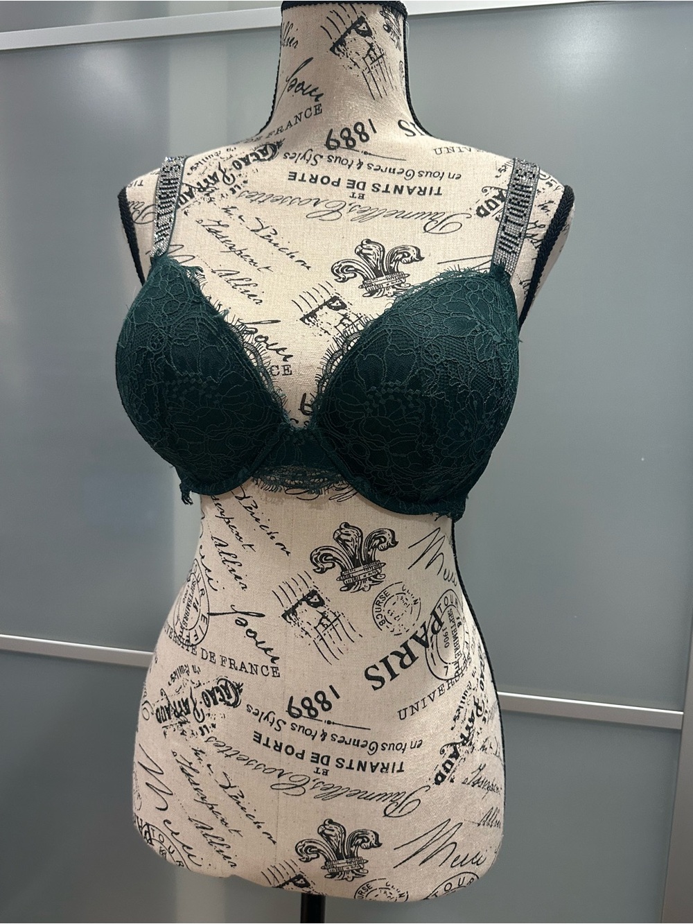Victoria's Secret Dark Green Lace Push-Up Bra